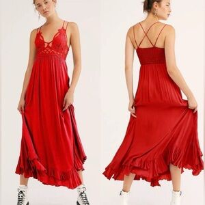 FREE PEOPLE - Adella Slip Maxi Dress in Bright Red